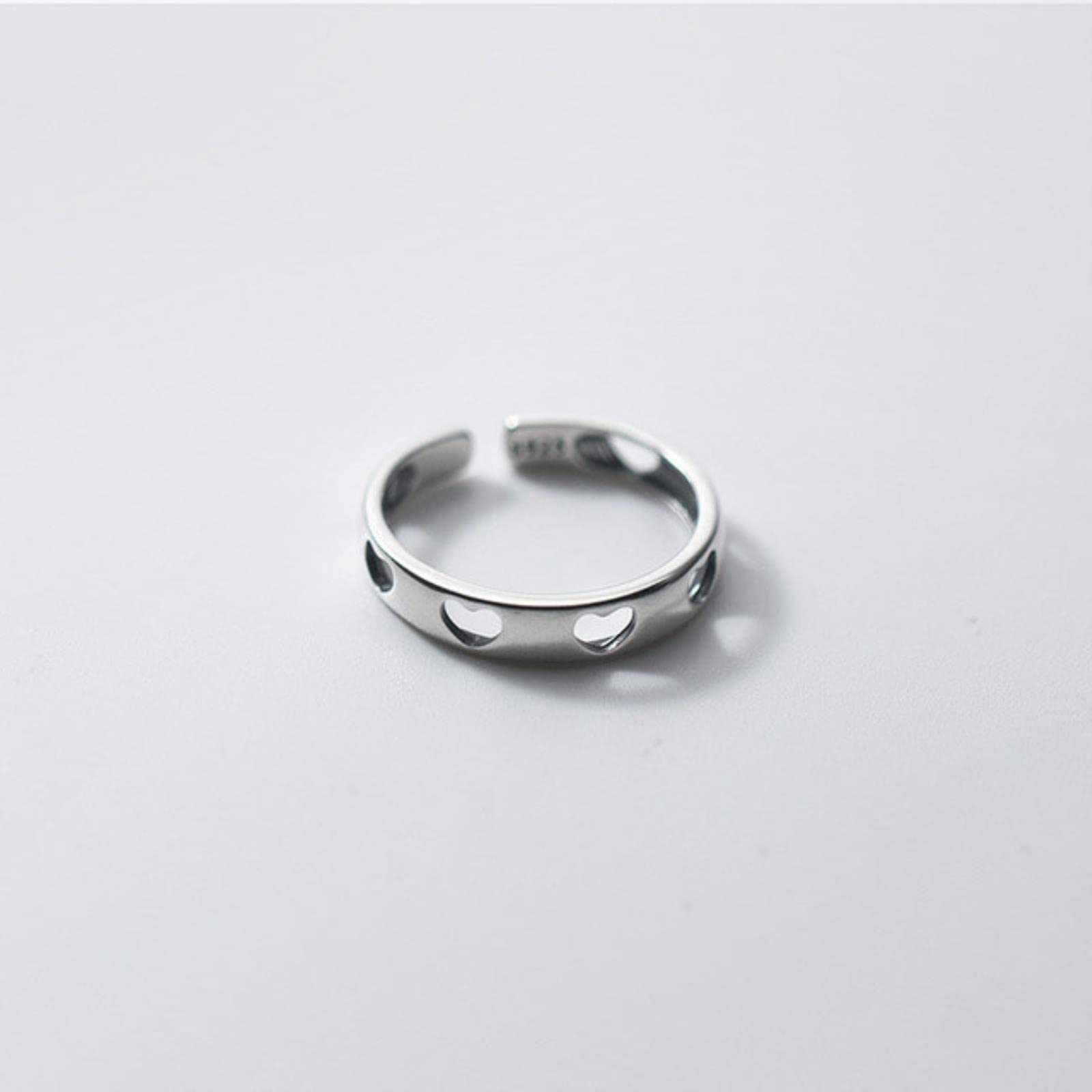 Real 925 Sterling Silver Ring Romantic Heart Love Opening Rings Real 925 Sterling Silver Ring Romantic Heart Love Opening Rings